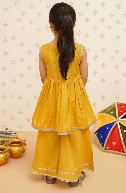 Modest Casual Cotton Stitched Gharara - 9200 - MOD25ME - Yellow - Girls Summer Collection