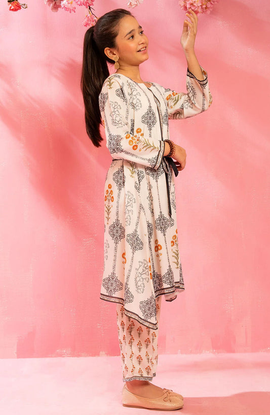 Swiss Lawn Digital Printed 2 Piece Suit - COR-143 - OCH25CO - Off White - Summer Collection