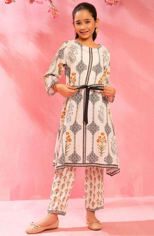 Swiss Lawn Digital Printed 2 Piece Suit - COR-143 - OCH25CO - Off White - Summer Collection