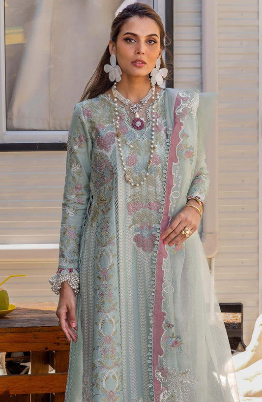Saira Shakira Embroidered Lawn Unstitched 3 Piece Suit - DILARA-A - SSK25L - Blue - Summer Collection