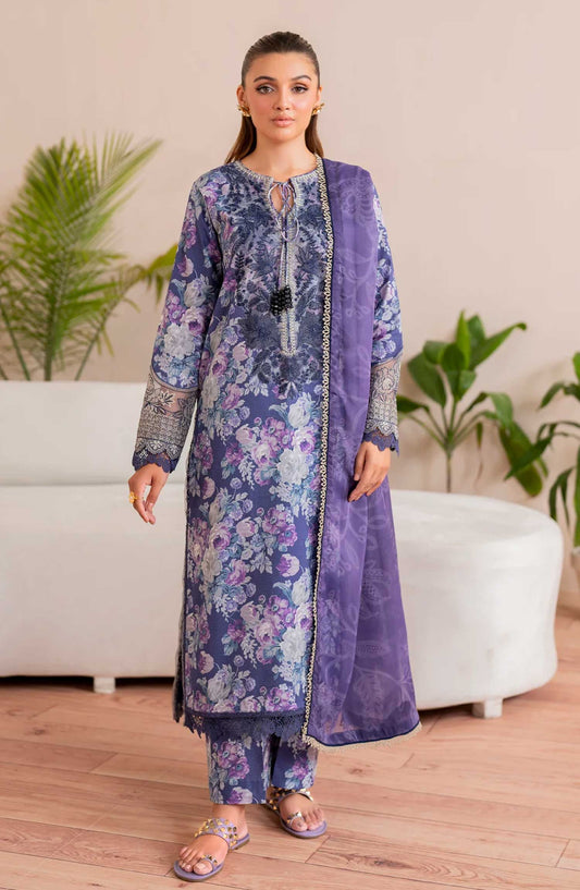 Xenia Formals Embroidered Lawn Unstitched 3 Piece - 01 Elea - XF25PK - Purple - Summer Collection