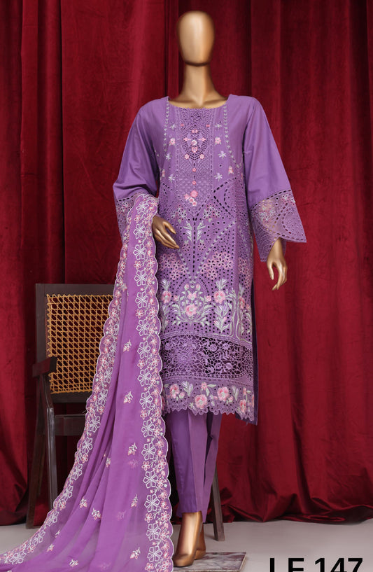 Bin Saeed Embroidered Cotton Stitched 3 Piece Suit - LF-147 - BS25PCV3 - Purple - Summer Collection