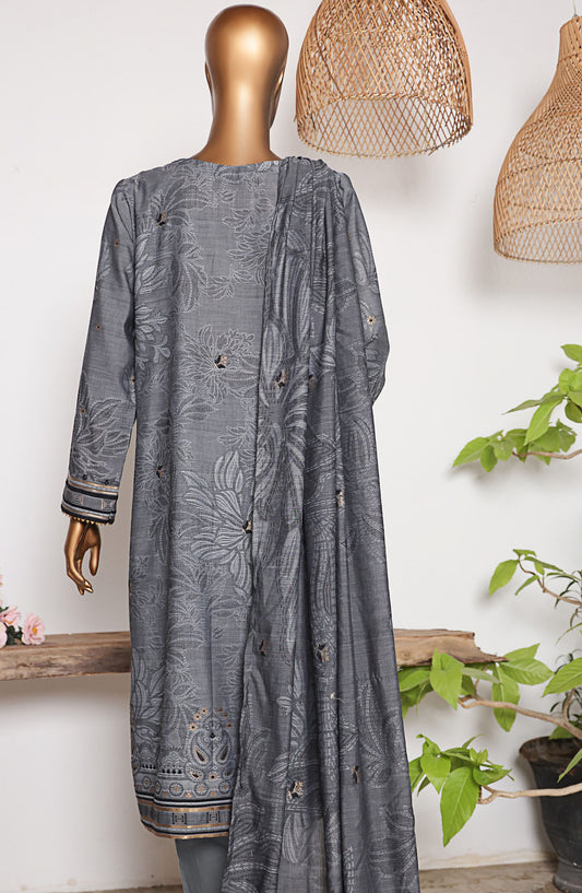 Valencia by HZ Textile Printed Jacquard Unstitched 3 Piece Suit - VJ-11 - HZ25VJ - Grey - Summer Collection