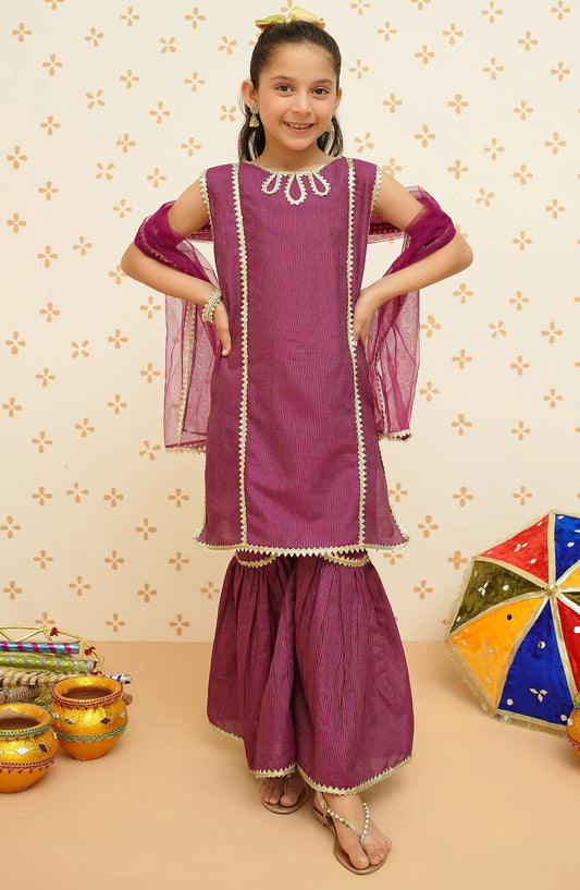 Modest Casual Cotton Stitched Gharara - 9085 - MOD25ME - Purple - Girls Summer Collection