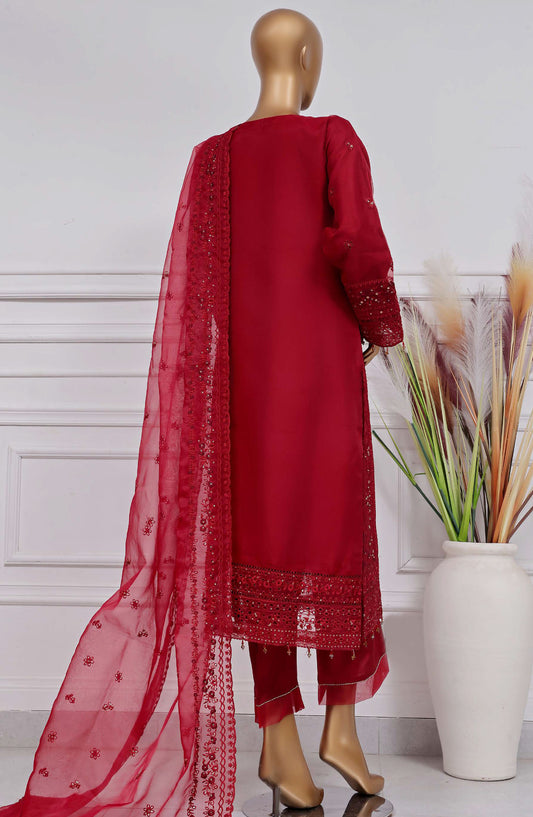Mahpara by Sadabahar Embroidered Organza Stitched 3 Piece Suit - AG-30 Red - SBD25MHPV15 - Festive Collection