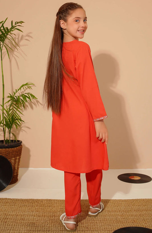 Cotton Embroidered 2 Piece Suit - EMC-9 - OCH25CO - Orange - Summer Collection