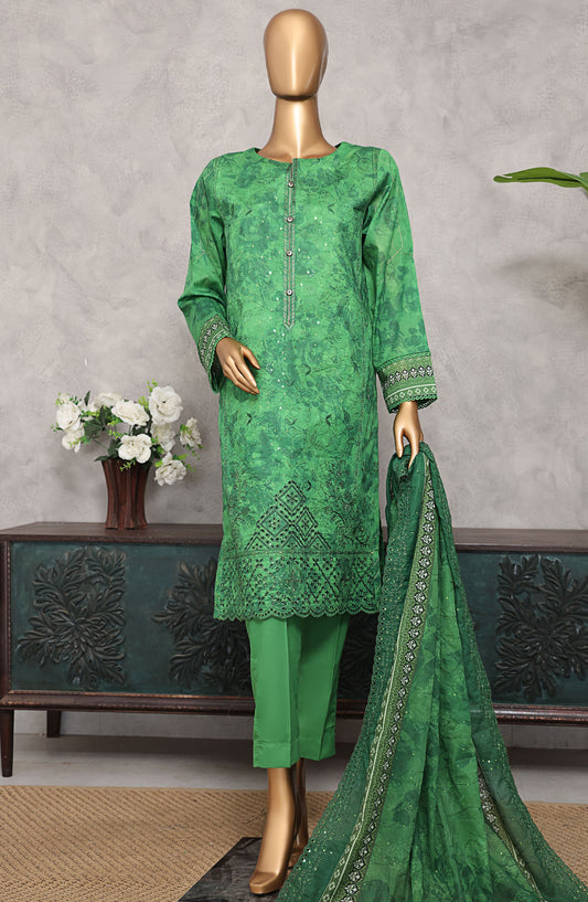 HZ Textile Embroidered Lawn Unstitched 3 Piece Suit - PCE-510 - HZ25PECL - Green - Summer Collection