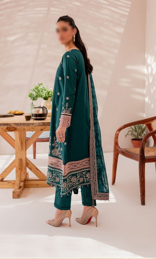 02 Teal Sage Farasha Mehak Festive Lawn Colleciton 2023