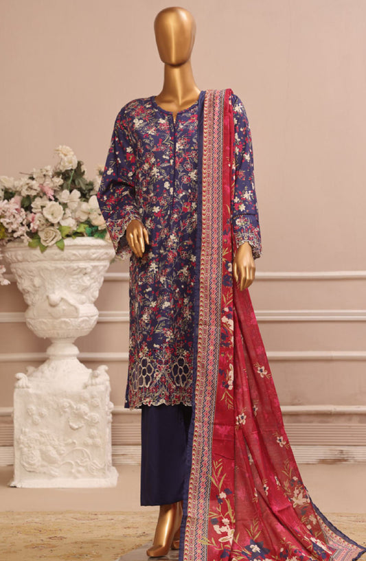 Bin Saeed Embroidered Lawn Stitched 3 Piece Suit - WC-015 - BS25EL3PCV5 - Purple - Summer Collection