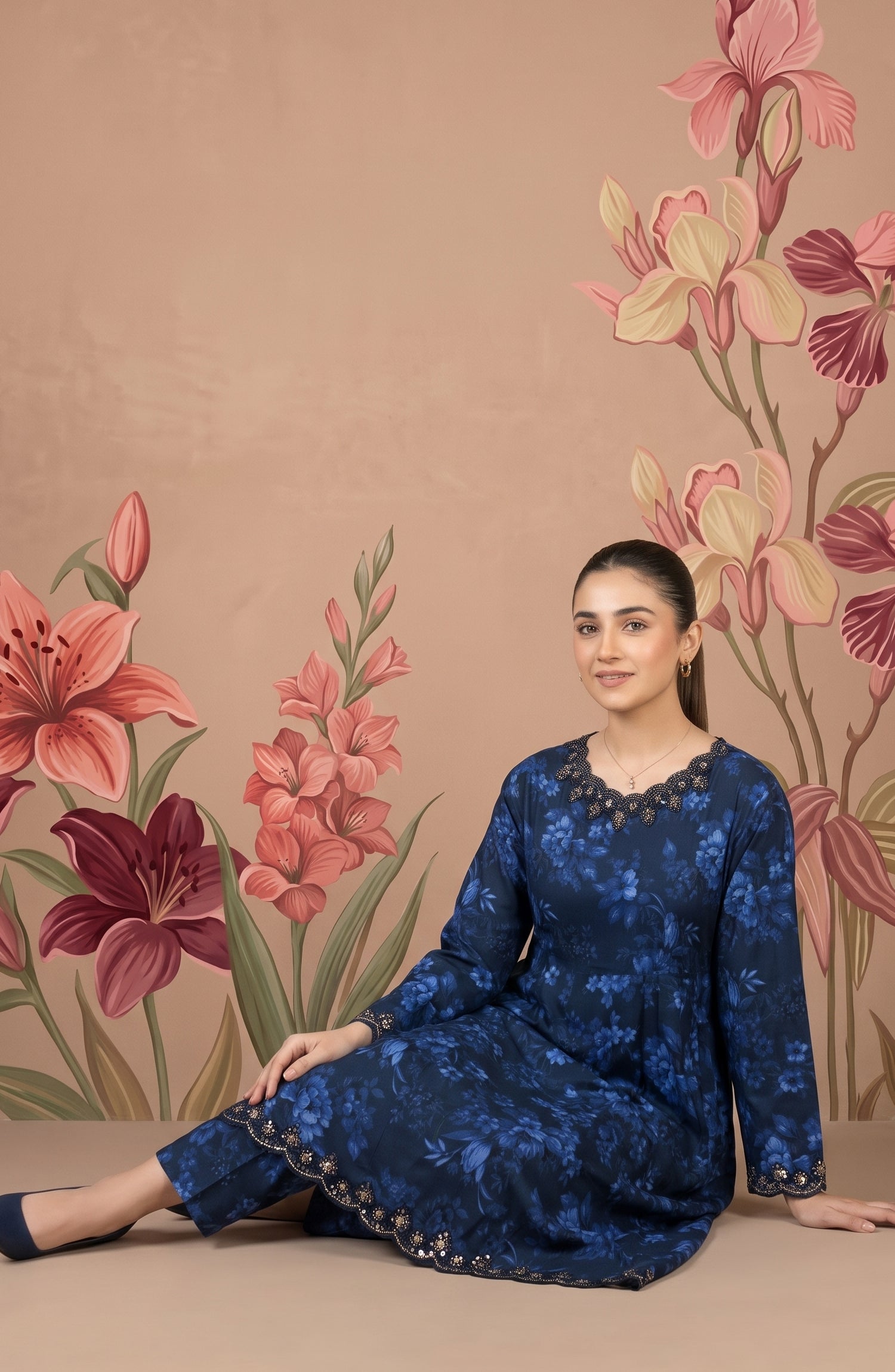 Kashf by Amna Khadija Embroidered Staple Stitched 2 Piece Suit - D-6333 - TF26KF - Blue - Fancy Collection