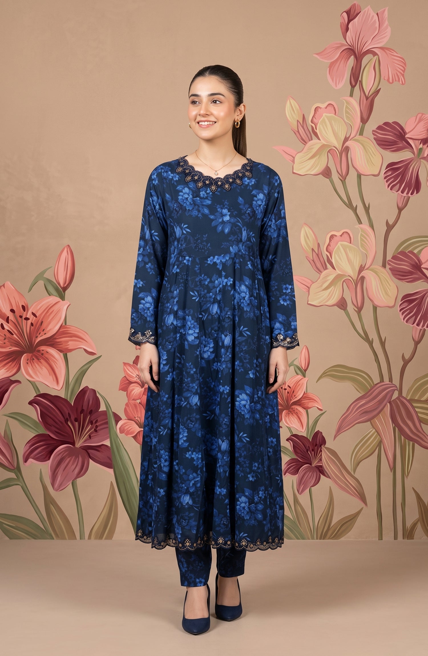 Kashf by Amna Khadija Embroidered Staple Stitched 2 Piece Suit - D-6333 - TF26KF - Blue - Fancy Collection