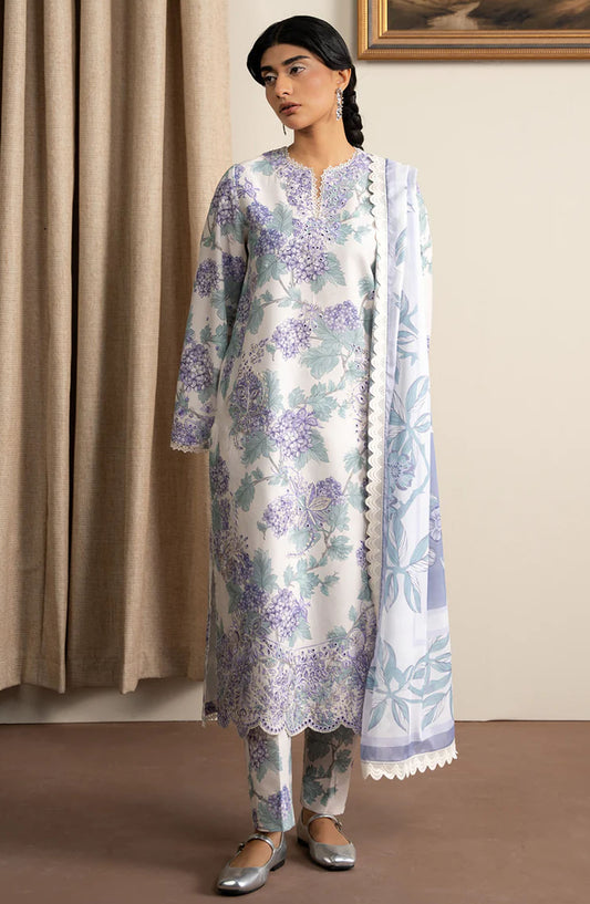 Ayzel Embroidered Lawn Unstitched 3 Piece Suit - Bloomsway - AY25TBM - Purple - Summer Collection