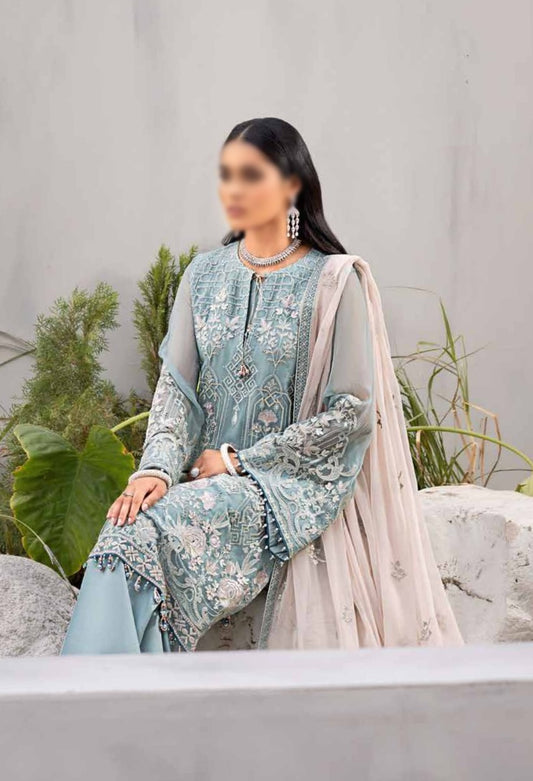 Kuch Khas Chiffon Collection Vol 12 By Flossie 03 Mystic Aqua