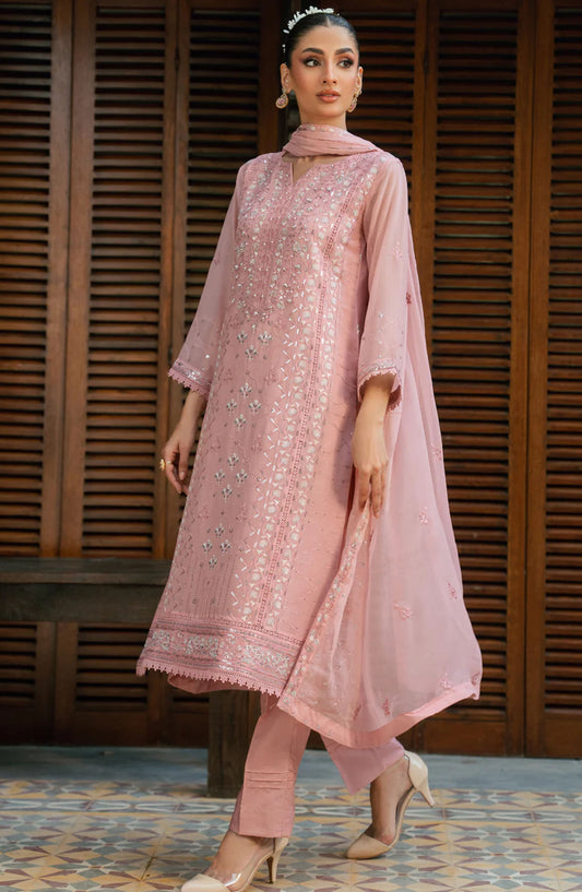 Morbagh by Shamooz Embroidered Chiffon Stitched 3 Piece Suit - Sem-0833 - SMZ25MFC - Pink - Festive Collection