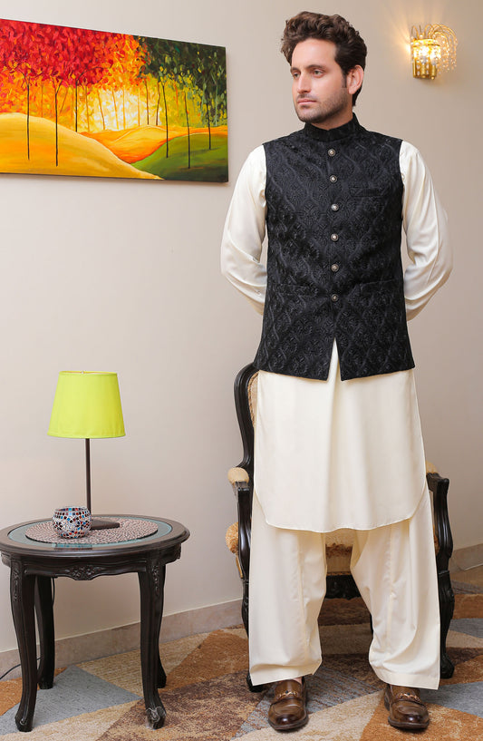 Real Image Mens Waist Coat - Black - Silk - RL25MWC - OW 3