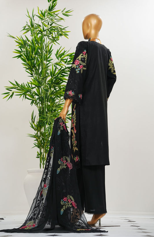 Durnaz by Amna Khadija Embroidered Jacquard Lawn Stitched 3 Piece Suit - AM25DRN - MB ED 01 - Black - Festive Collection
