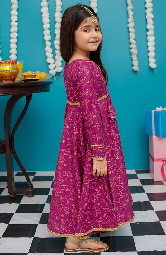 Modest Toddlers Cotton 3 Piece Frock - 9230 - MOD25EKK - Purple - Festive Collection