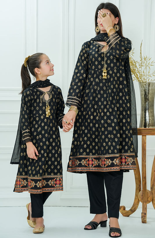 Amna Khadija Embroidered Cotton Stitched 3 Piece Suit - BBMDD-08-M - AK25BNBD2 - Black - Summer Collection