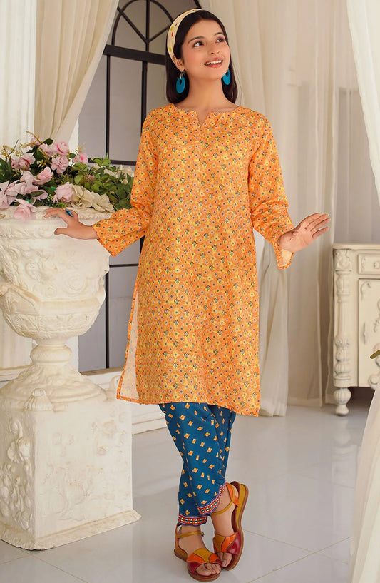Swiss Lawn Digital Printed 2 Piece Suit - COR-134 - OCH25CO - Orange - Summer Collection