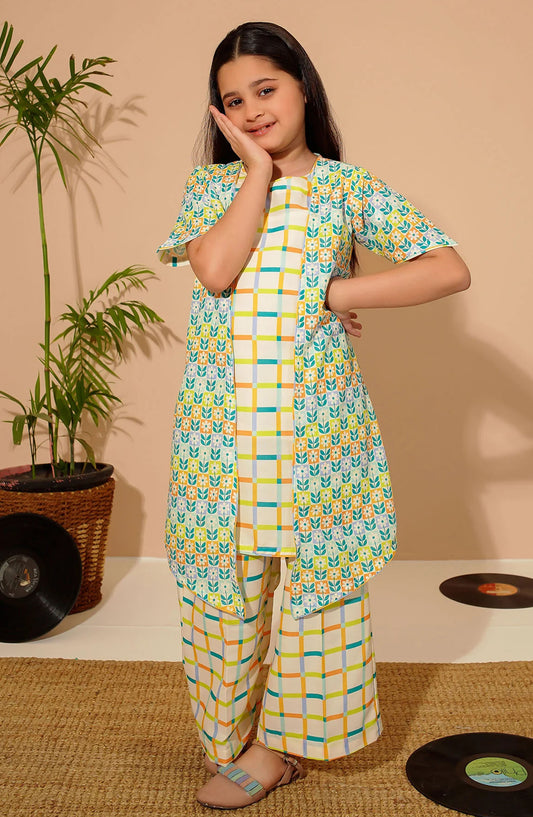 Swiss Lawn Digital Printed 3 Piece Suit - INPE-03 - OCH25TE - Cream - Casual Collection