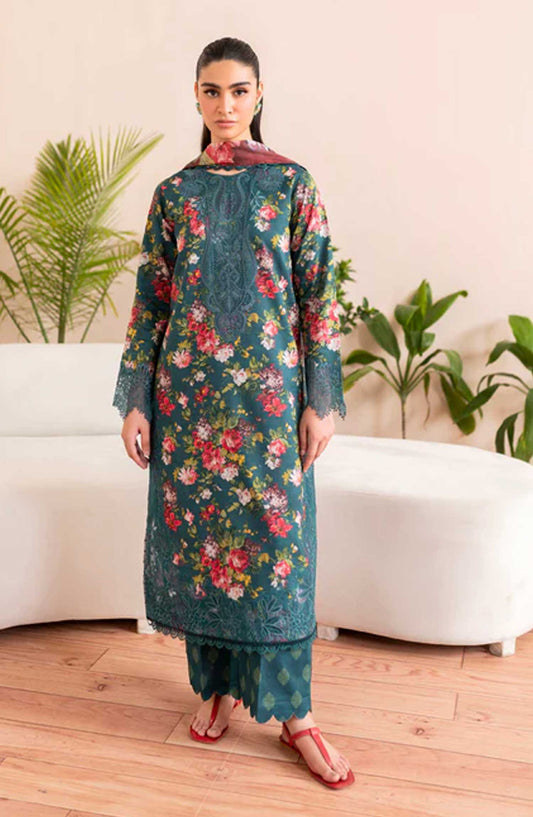 Xenia Formals Embroidered Lawn Unstitched 3 Piece - 04 Koa - XF25PK - Aqua - Summer Collection