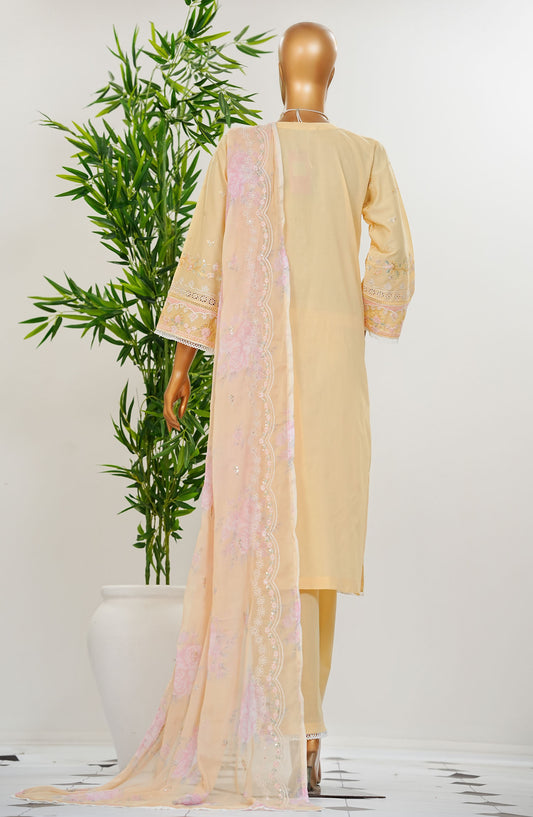 Durnaz by Amna Khadija Embroidered Jacquard Lawn Stitched 3 Piece Suit - AM25DRN - Rang e Haya - Peach - Festive Collection