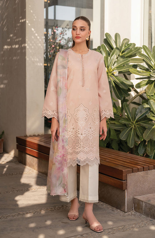 Xenia Embroidered Lawn Unstitched 3 Piece Suit - Flamingo - XF25SA - Pink - Summer Collection