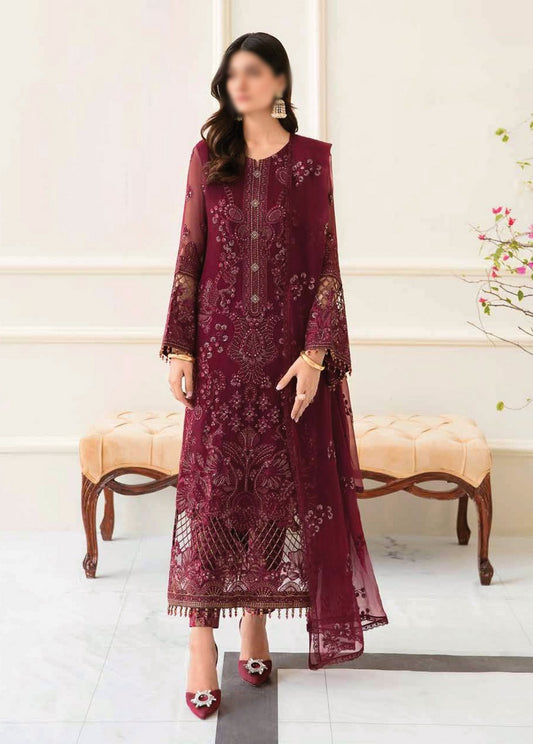 05 Apple Red Safeera Luxury Chiffon Collection Vol 12 2023