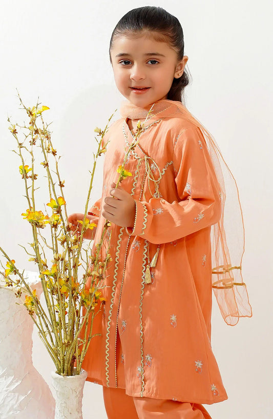 Cotton Embroidered 3 Piece Suit - INCE-05 - OCH25TE - Peach - Casual Collection