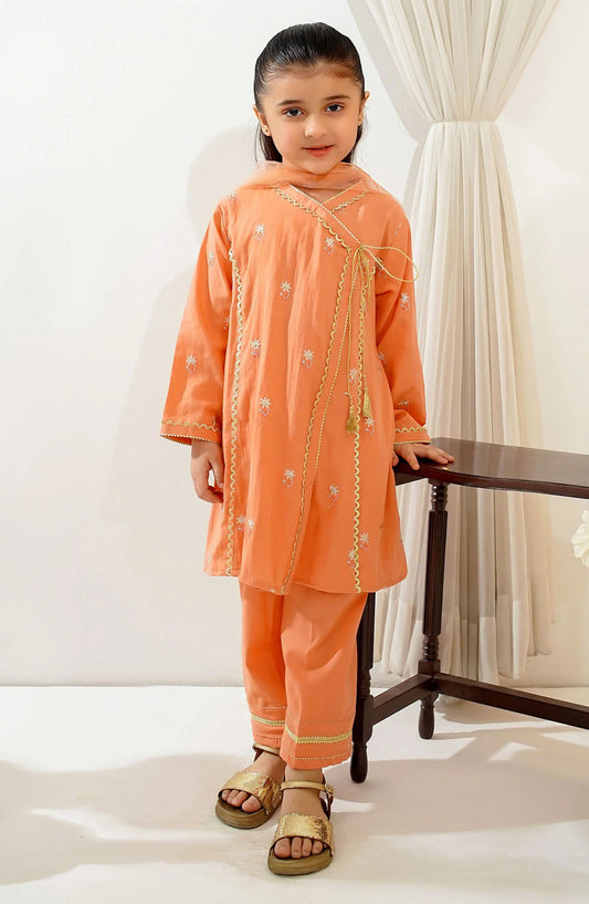 Cotton Embroidered 3 Piece Suit - INCE-05 - OCH25TE - Peach - Casual Collection