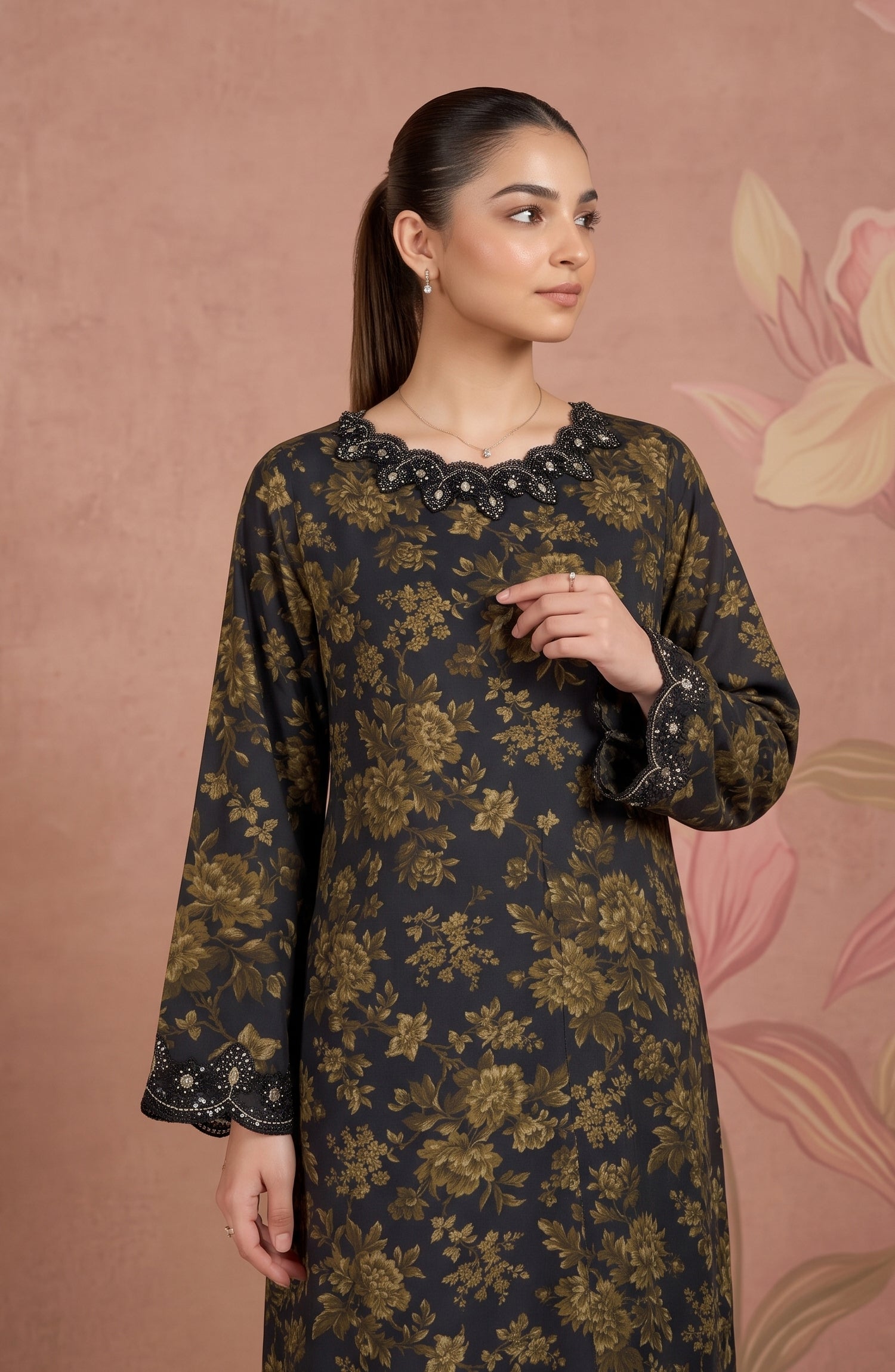Kashf by Amna Khadija Embroidered Staple Stitched 2 Piece Suit - D-6330 - TF26KF - Green - Fancy Collection