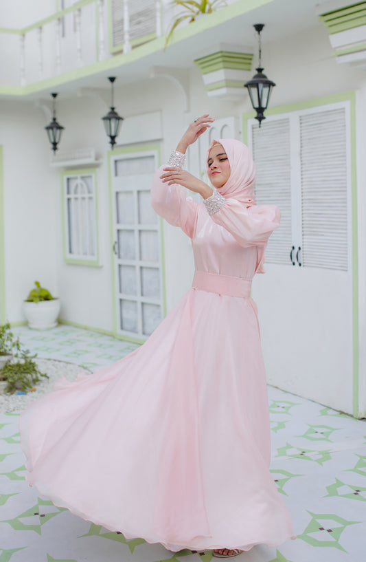 La Khilaba Luxury Wear Printed Lava organza with satin attached inner - Luxe Umbrella Dress Abaya - LKH25LWR - Abaya Collection