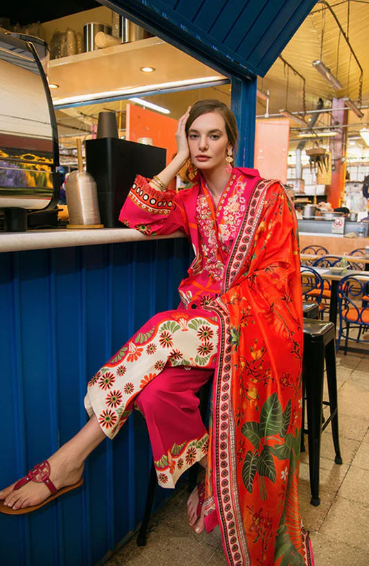 Hemline by Mushq Embroidered Lawn Unstitched 3 Piece Suit - Memory of Heart - MQ25LDHP - Pink - Summer Collection
