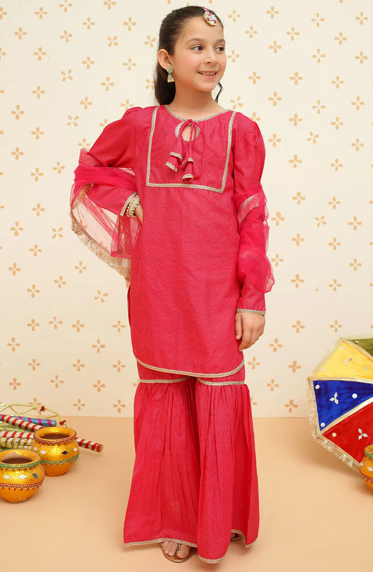 Modest Casual Cotton Stitched Gharara - 9120 - MOD25ME - Pink - Girls Summer Collection