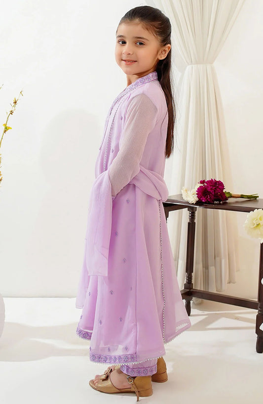 Chiffon Embroidered 3 Piece Suit - INCF-23 - OCH25TE - Purple - Casual Collection