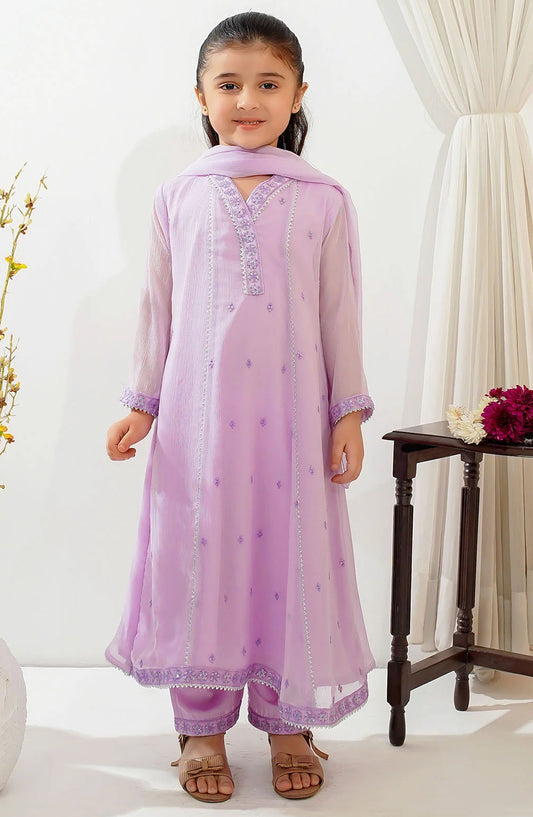 Chiffon Embroidered 3 Piece Suit - INCF-23 - OCH25TE - Purple - Casual Collection