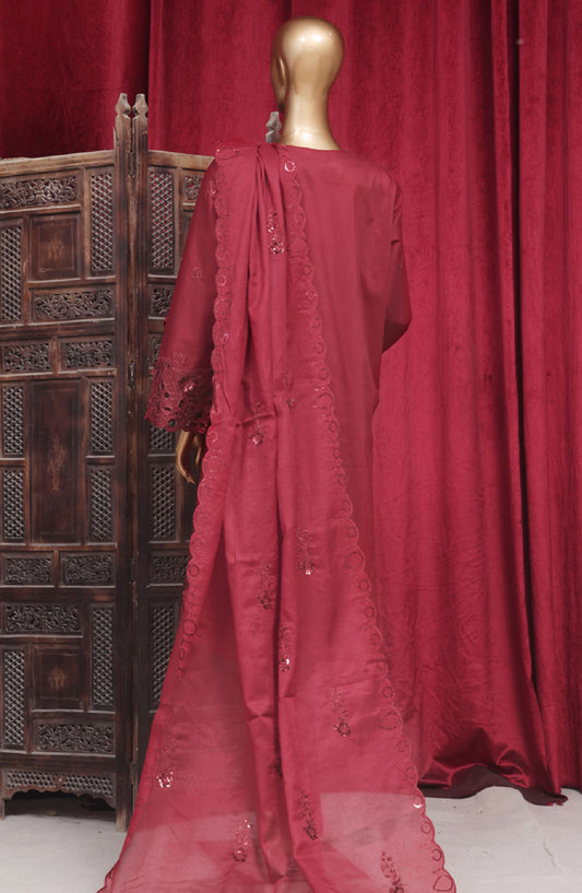 Bin Saeed Embroidered Cotton Stitched 3 Piece Suit - PC-28616 - BS25PCV3 - Red - Summer Collection