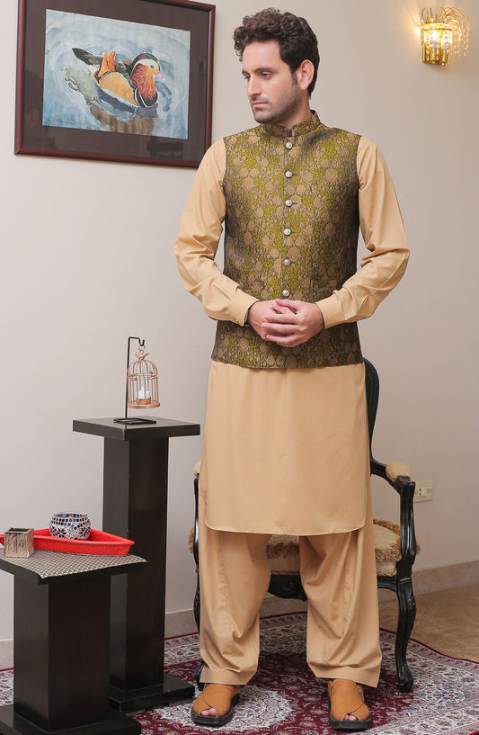 Real Image Mens Waist Coat - Green - Jamawar - RL25MWC - OWP 6