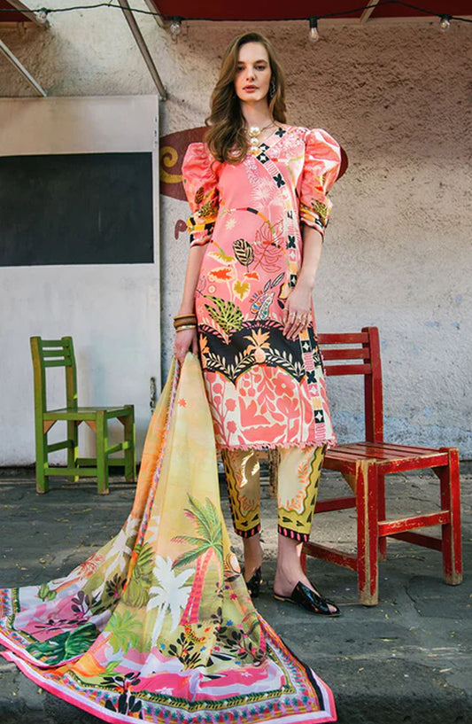 Hemline by Mushq Embroidered Lawn Unstitched 3 Piece Suit - Spring Avenue - MQ25LDHP - Pink - Summer Collection