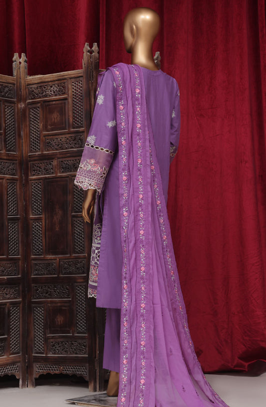 Bin Saeed Embroidered Cotton Stitched 3 Piece Suit - LC-147 - BS25PCV3 - Purple - Summer Collection