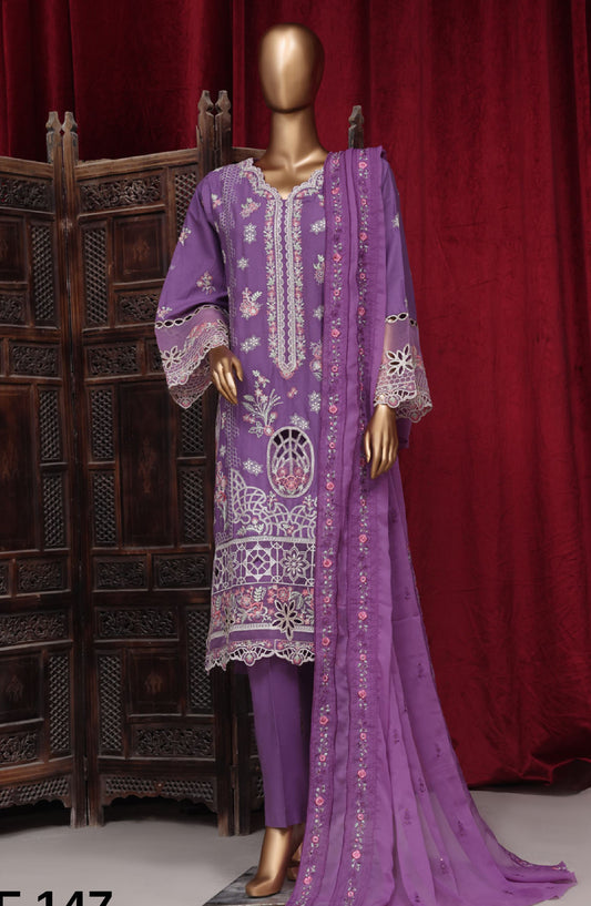 Bin Saeed Embroidered Cotton Stitched 3 Piece Suit - LC-147 - BS25PCV3 - Purple - Summer Collection