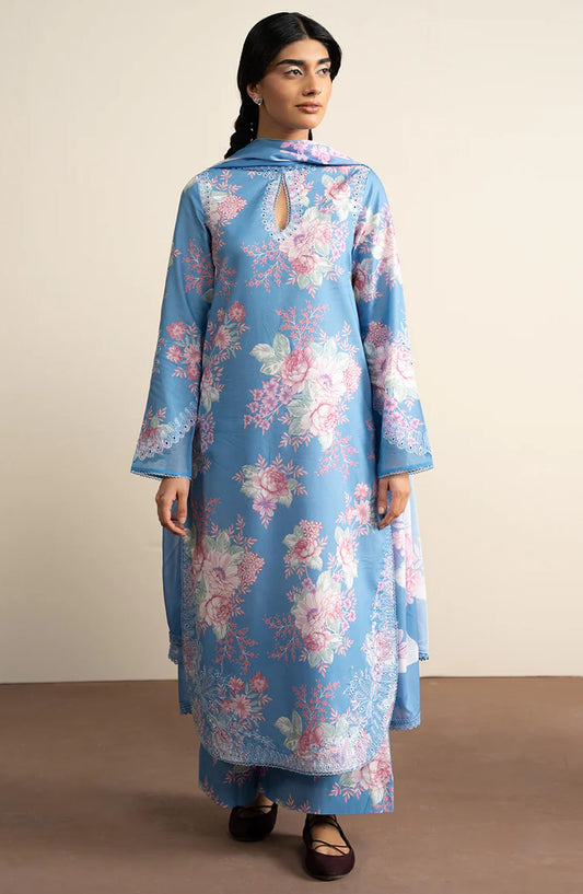 Ayzel Embroidered Lawn Unstitched 3 Piece Suit - Mistelle - AY25TBM - Blue - Summer Collection