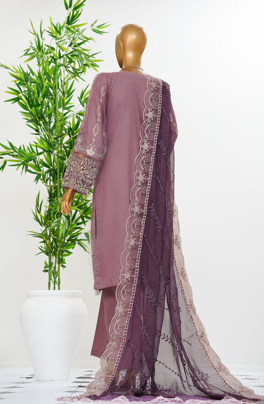 Durnaz by Amna Khadija Embroidered Jacquard Lawn Stitched 3 Piece Suit - AM25DRN - M 23 D4 - Purple - Festive Collection