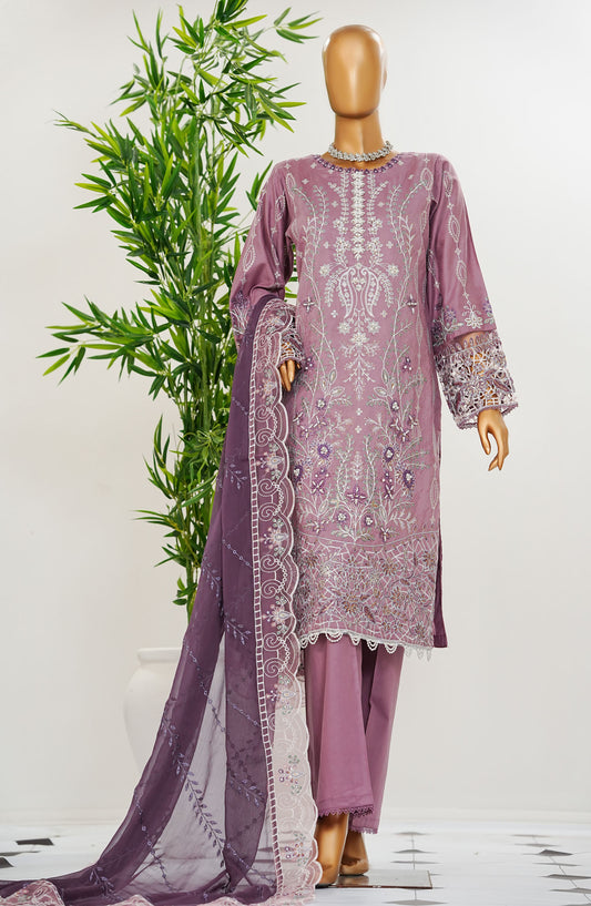 Durnaz by Amna Khadija Embroidered Jacquard Lawn Stitched 3 Piece Suit - AM25DRN - M 23 D4 - Purple - Festive Collection