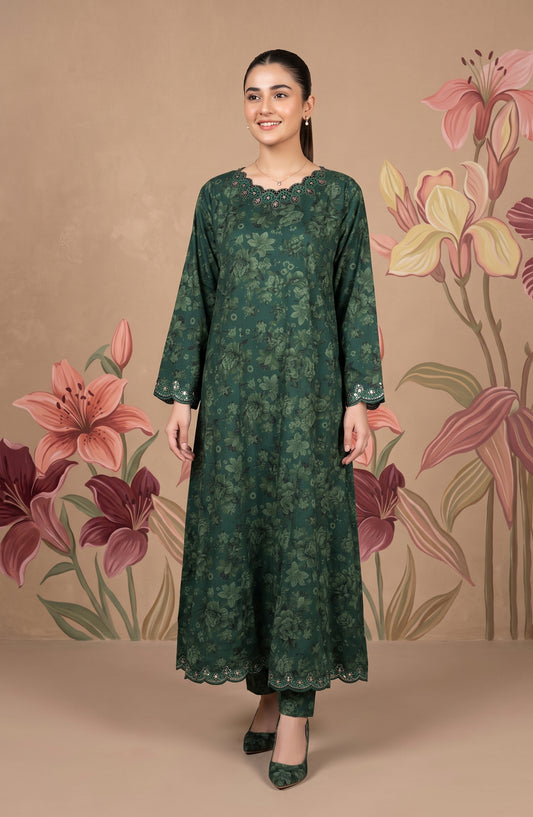 Kashf by Amna Khadija Embroidered Staple Stitched 2 Piece Suit - D-6332 - TF26KF - Green - Fancy Collection