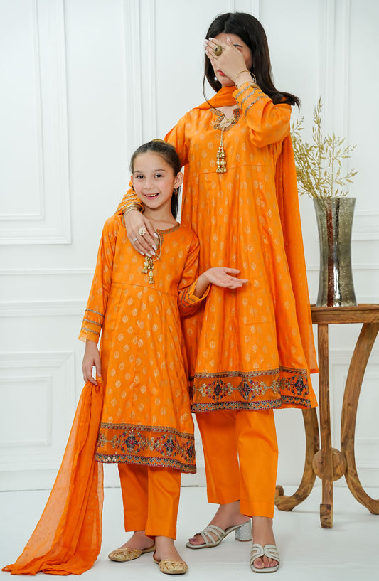 Amna Khadija Embroidered Cotton Stitched 3 Piece Suit - BBMDD-10-M - AK25BNBD2 - Orange - Summer Collection