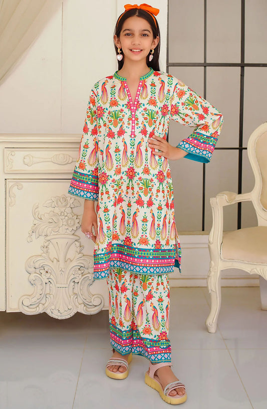Swiss Lawn Digital Printed 2 Piece Suit - COR-133 - OCH25CO - Off White - Summer Collection