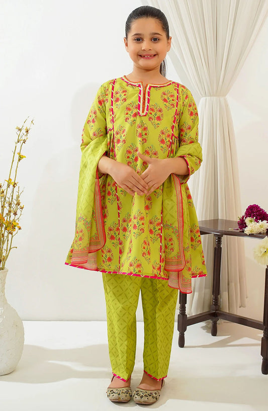 Swiss Lawn Digital Printed 3 Piece Suit - INDP-37 - OCH25TE - Green - Casual Collection
