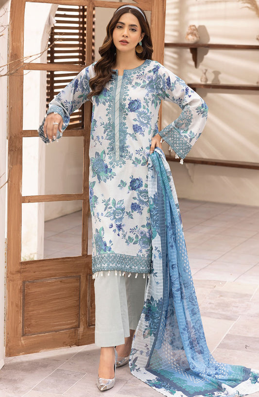 Phoolnagar by NUR Embroidered Lawn Unstitched 3 Piece Suit - NP-08 - NUR25PN - Blue - Summer Collection