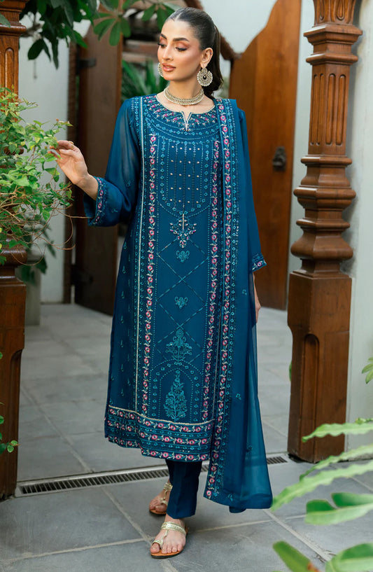 Morbagh by Shamooz Embroidered Chiffon Stitched 3 Piece Suit - Sem-0841 - SMZ25MFC - Blue - Festive Collection